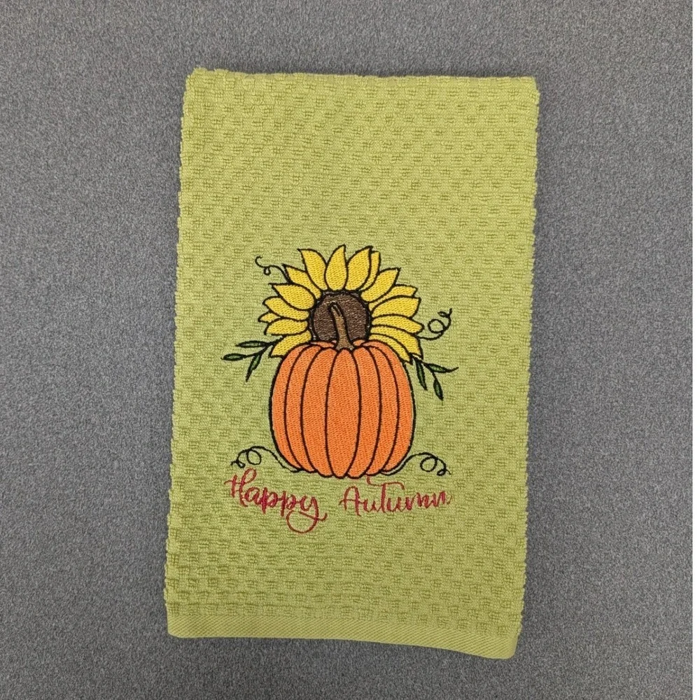 Happy Autumn Halloween Fall Thanksgiving Kitchen Bar Hand Tea Towel Great Gift!